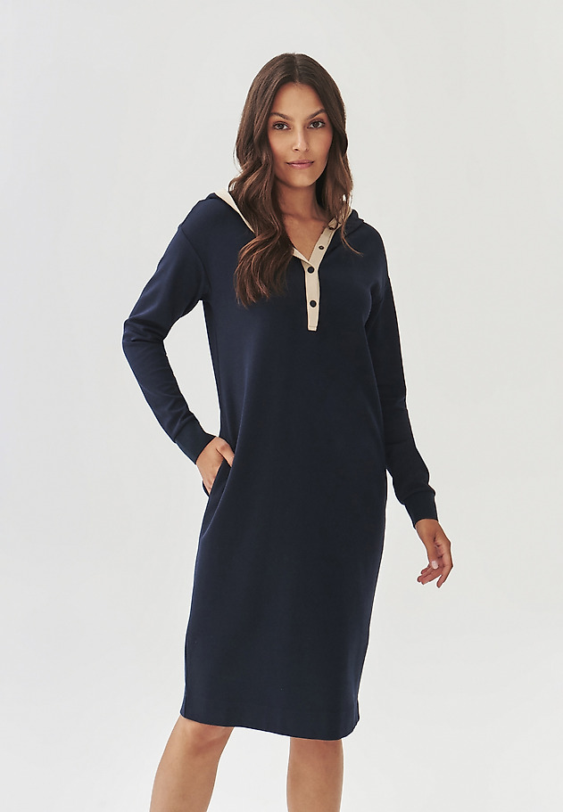 LADIES' KNITTED DRESS WITH A STRAIGHT CUT - JADE LADIES' KNITTED DRESS WITH A STRAIGHT CUT - JADE NAVY BLUE 1