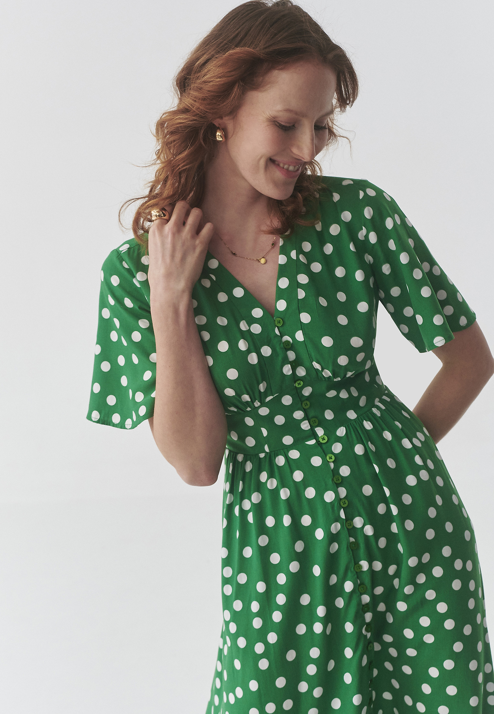 VISCOSE POLKA DOTS DRESS - NAELA VISCOSE POLKA DOTS DRESS - NAELA MULTICOLOR 106969