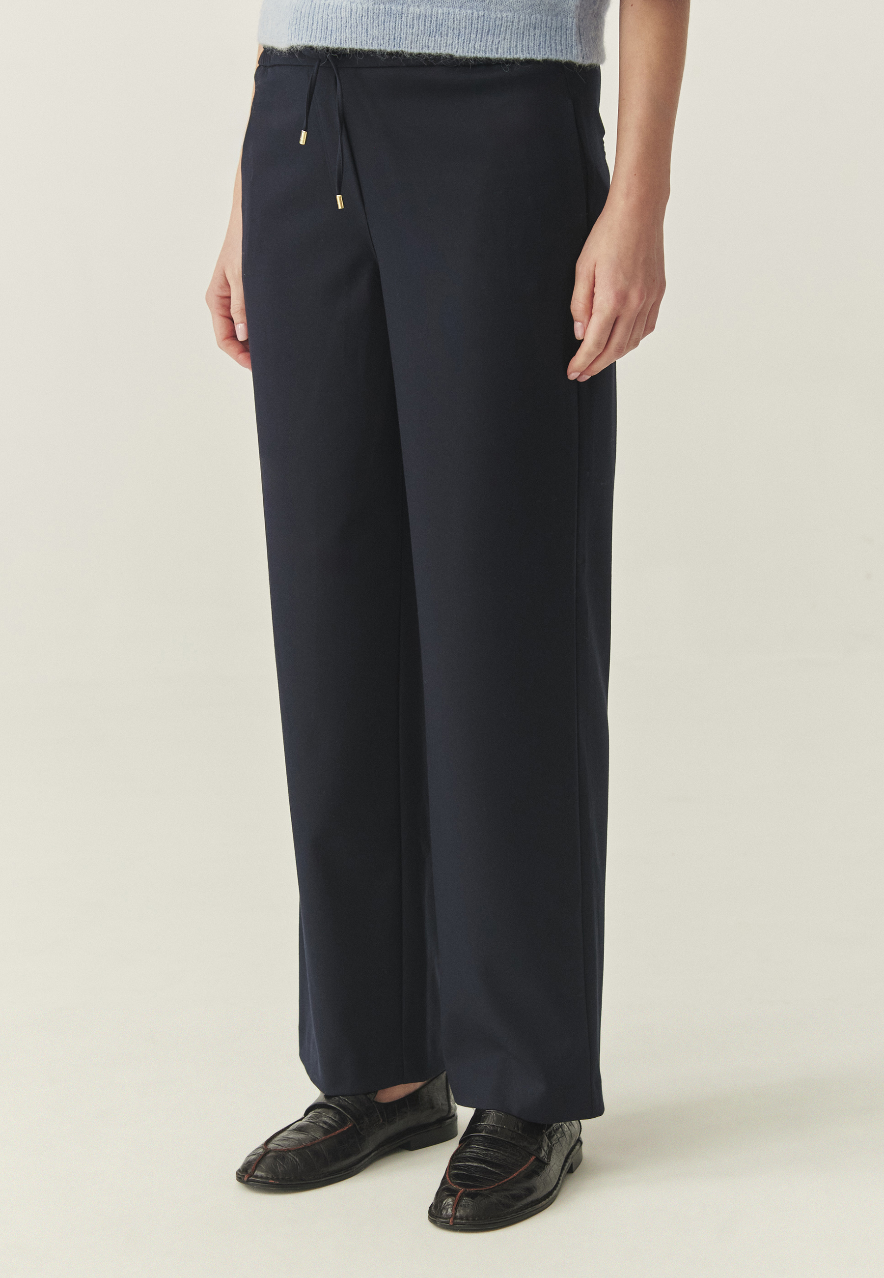 WIDE-LEG WOVEN TROUSERS - CORTONE NAVY BLUE 2