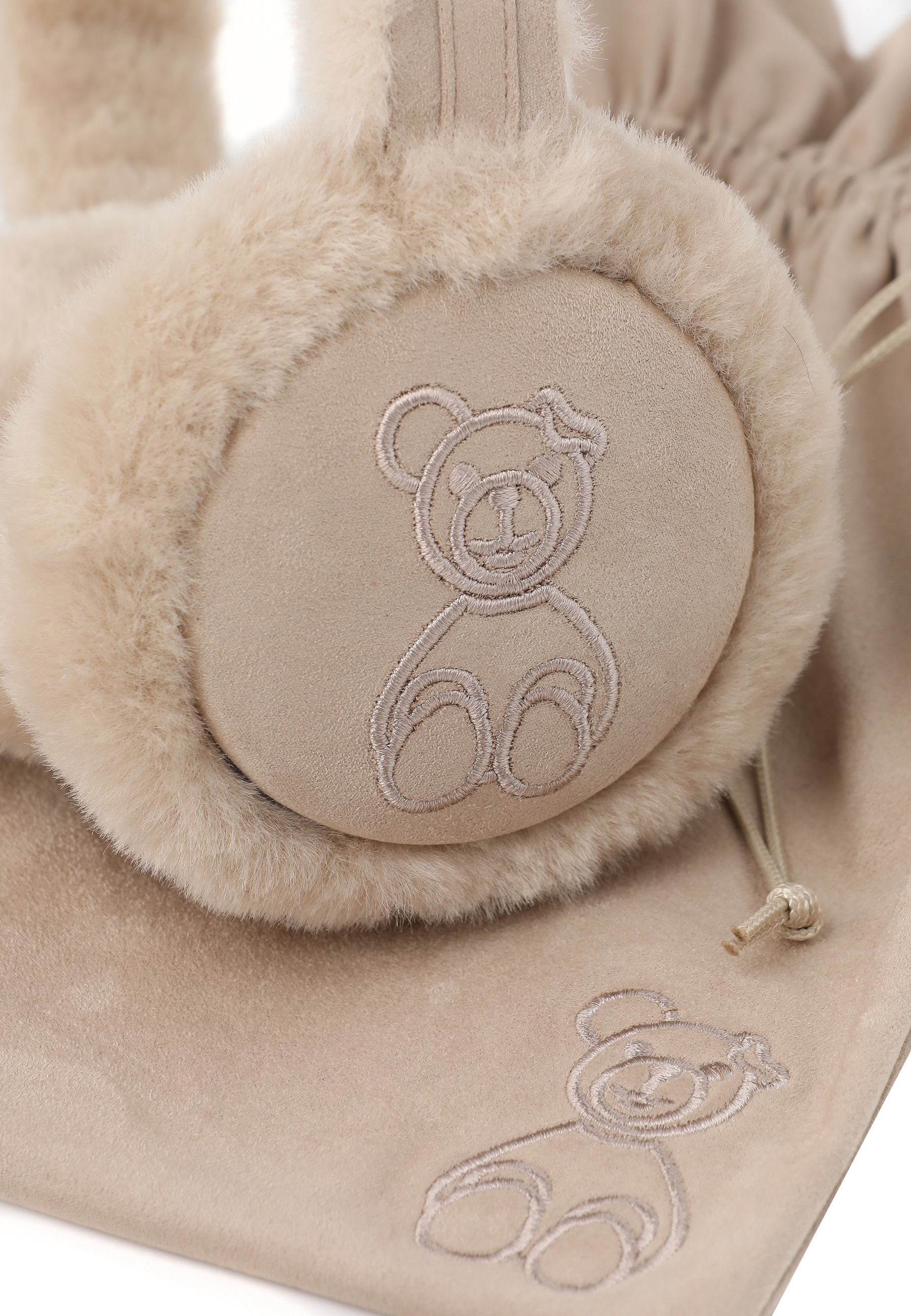 NAUSZNIKI Z MOTYWEM MISIA USZATKA - MILO BEŻOWY 2