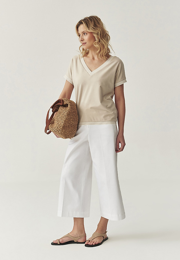KNITTED BLOUSE WITH COTTON AND MODAL - KAJSALA KNITTED BLOUSE WITH COTTON AND MODAL - KAJSALA BEŻOWY 1