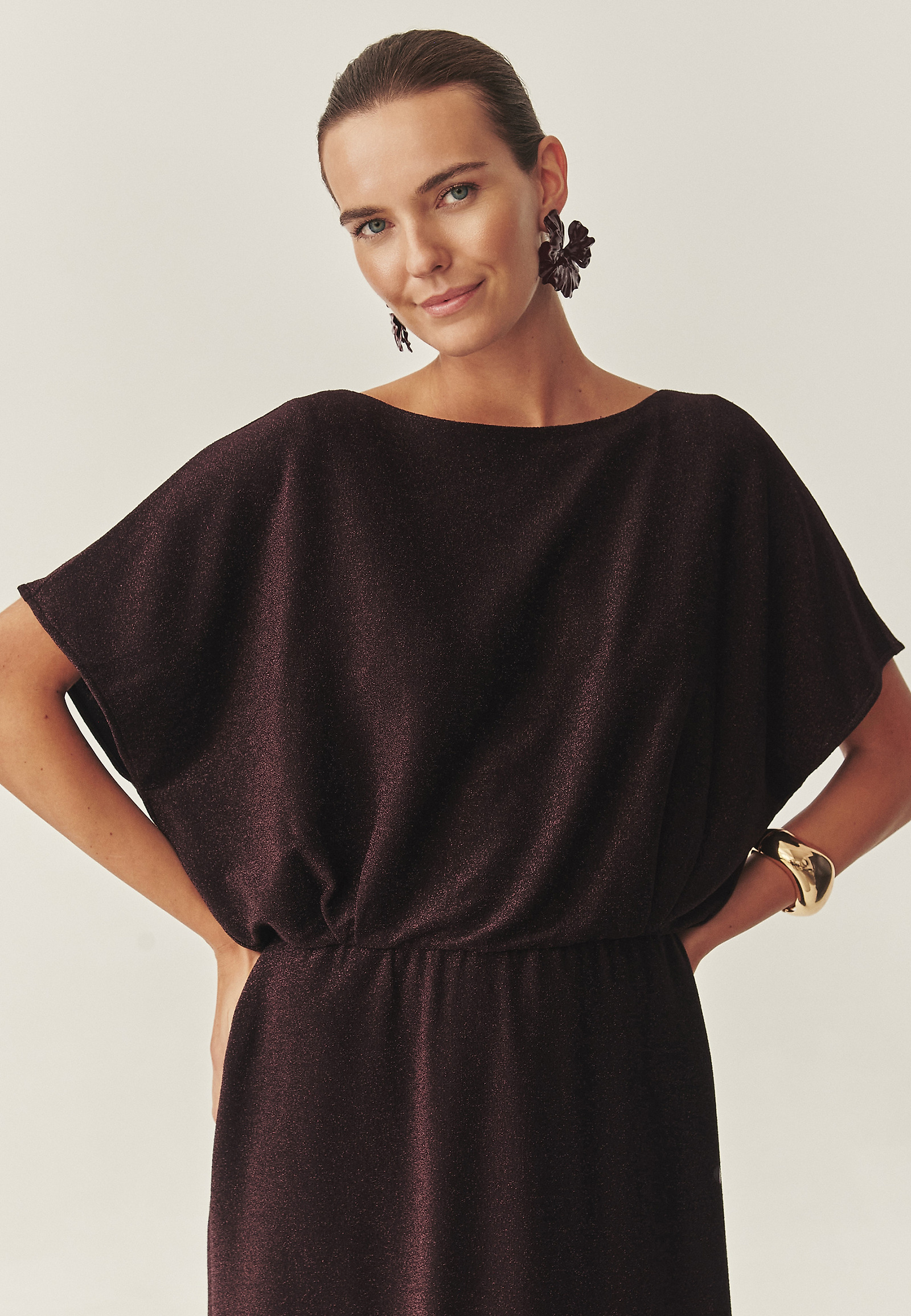 LONG DRESS WITH METALLIC SHINE - KATIE LONG DRESS WITH METALLIC SHINE - KATIE RED 118468