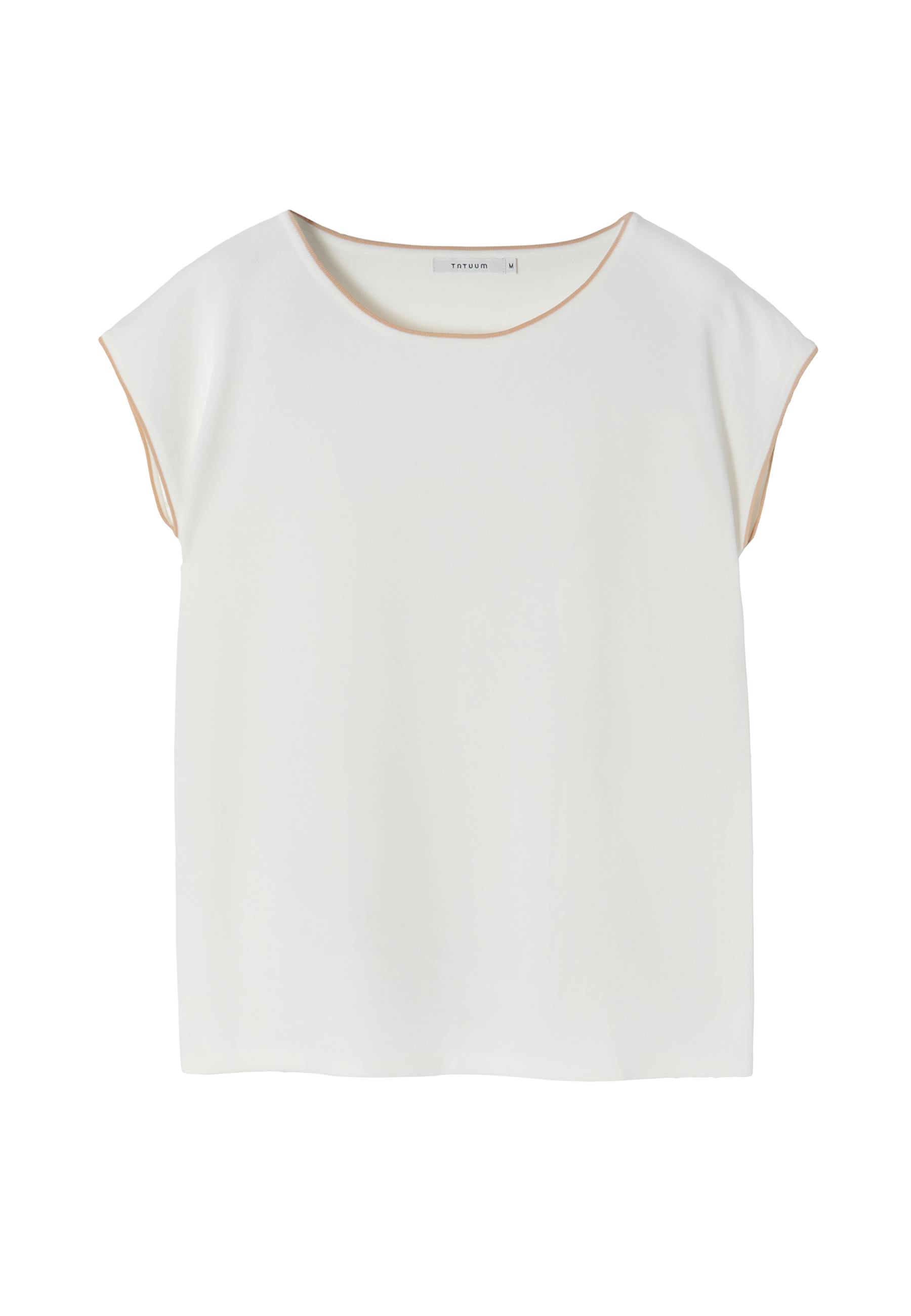 BLUZĂ DE DAMĂ, TRICOTATĂ, CU MÂNECI SCURTE ESTE ECRU 2