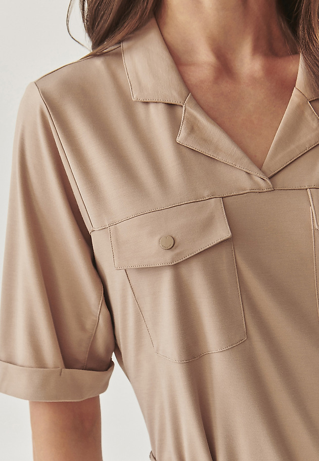 LADIES’ SHORT-SLEEVED SHIRT DRESS WITH ADDITIONAL BELT - ZOYA LADIES’ SHORT-SLEEVED SHIRT DRESS WITH ADDITIONAL BELT - ZOYA BEŻOWY 6