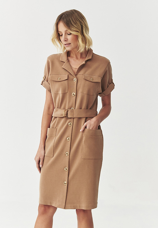 KNITTED DRESS WITH BUTTONS — ZOE KNITTED DRESS WITH BUTTONS — ZOE BEŻOWY 2
