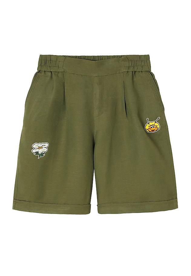 PANTALONI SCURȚI DE VARĂ DIN IN ȘI VISCOZĂ - RIKO PANTALONI SCURȚI DE VARĂ DIN IN ȘI VISCOZĂ - RIKO KAKI 6