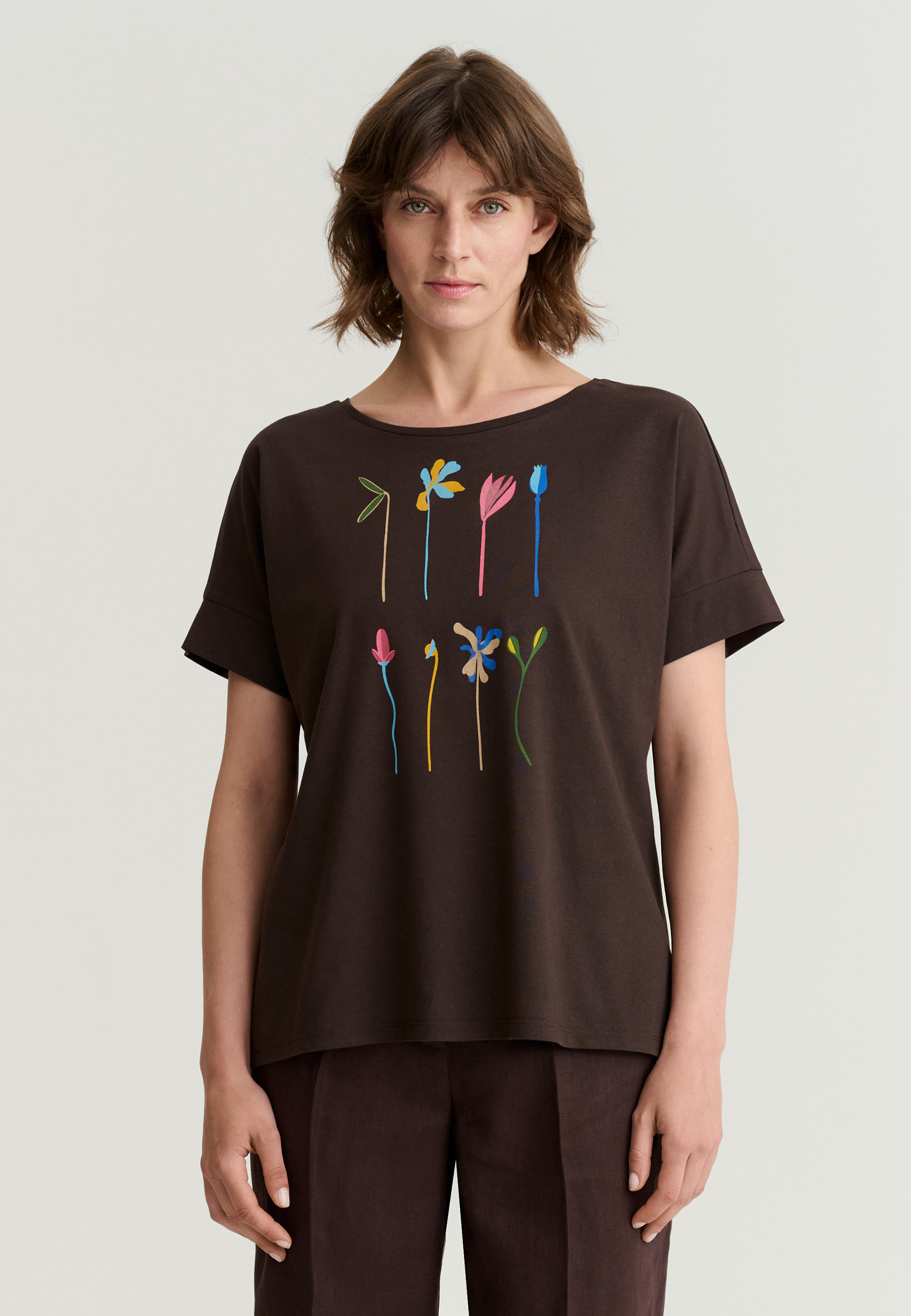BAWEŁNIANY T-SHIRT Z NADRUKIEM - MONKI