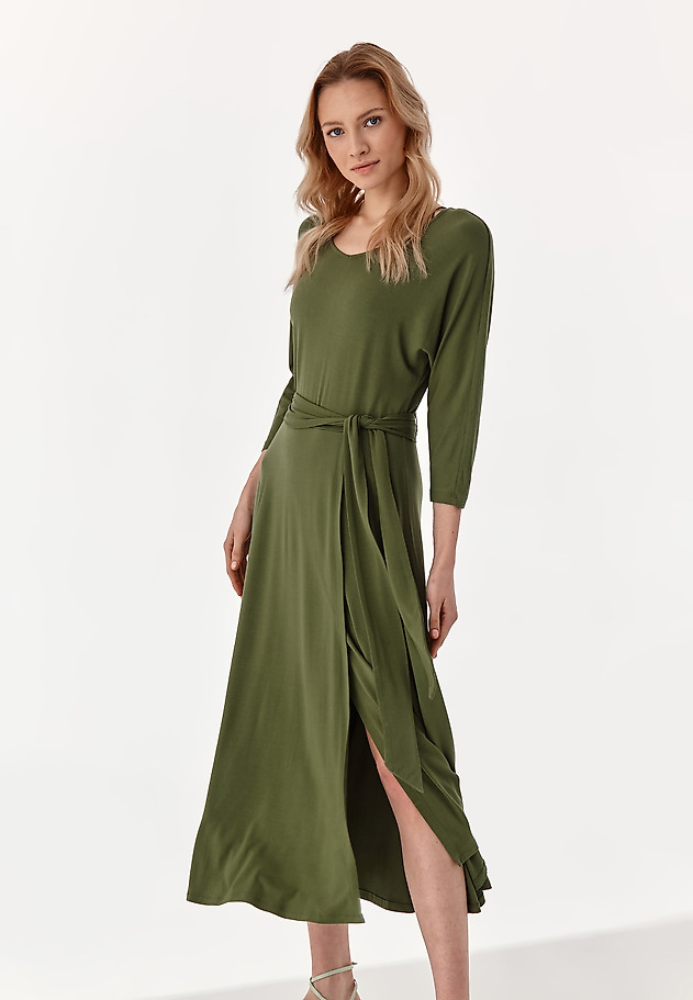 LADIES' DRESS WITH TIE QUENICJA LADIES' DRESS WITH TIE QUENICJA GREEN 1