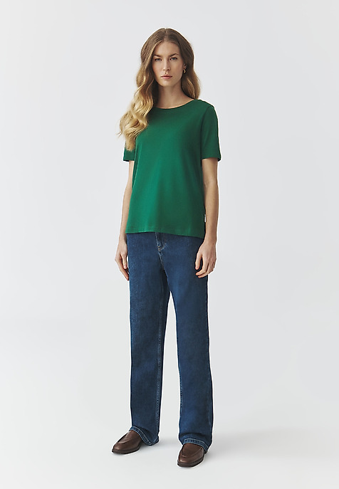 LADIES' SHORT SLEEVED BOXY T-SHIRT — DELOR GREEN 2