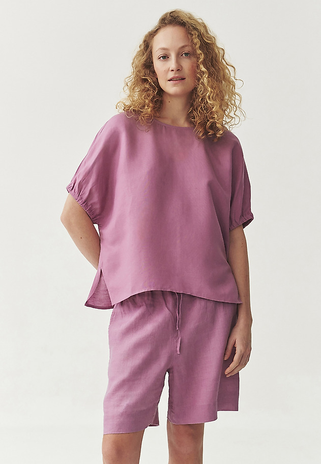 LINEN-VISCOSE BLOUSE - MALAGA LINEN-VISCOSE BLOUSE - MALAGA FIOLETOWY 2
