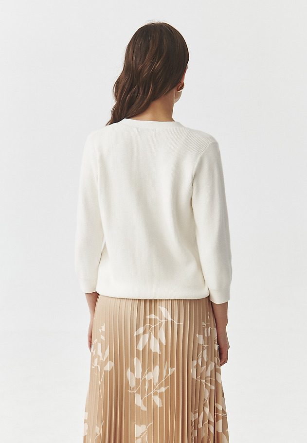 CARDIGAN TRICOTAT RIPSAT — LUMI CARDIGAN TRICOTAT RIPSAT — LUMI ECRU 4