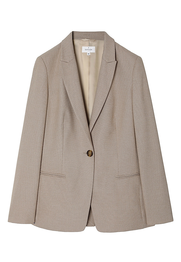 WAIST-LENGTH BLAZER IN A FINE CHECK PATTERN — LAMIZA WAIST-LENGTH BLAZER IN A FINE CHECK PATTERN — LAMIZA ECRU 9