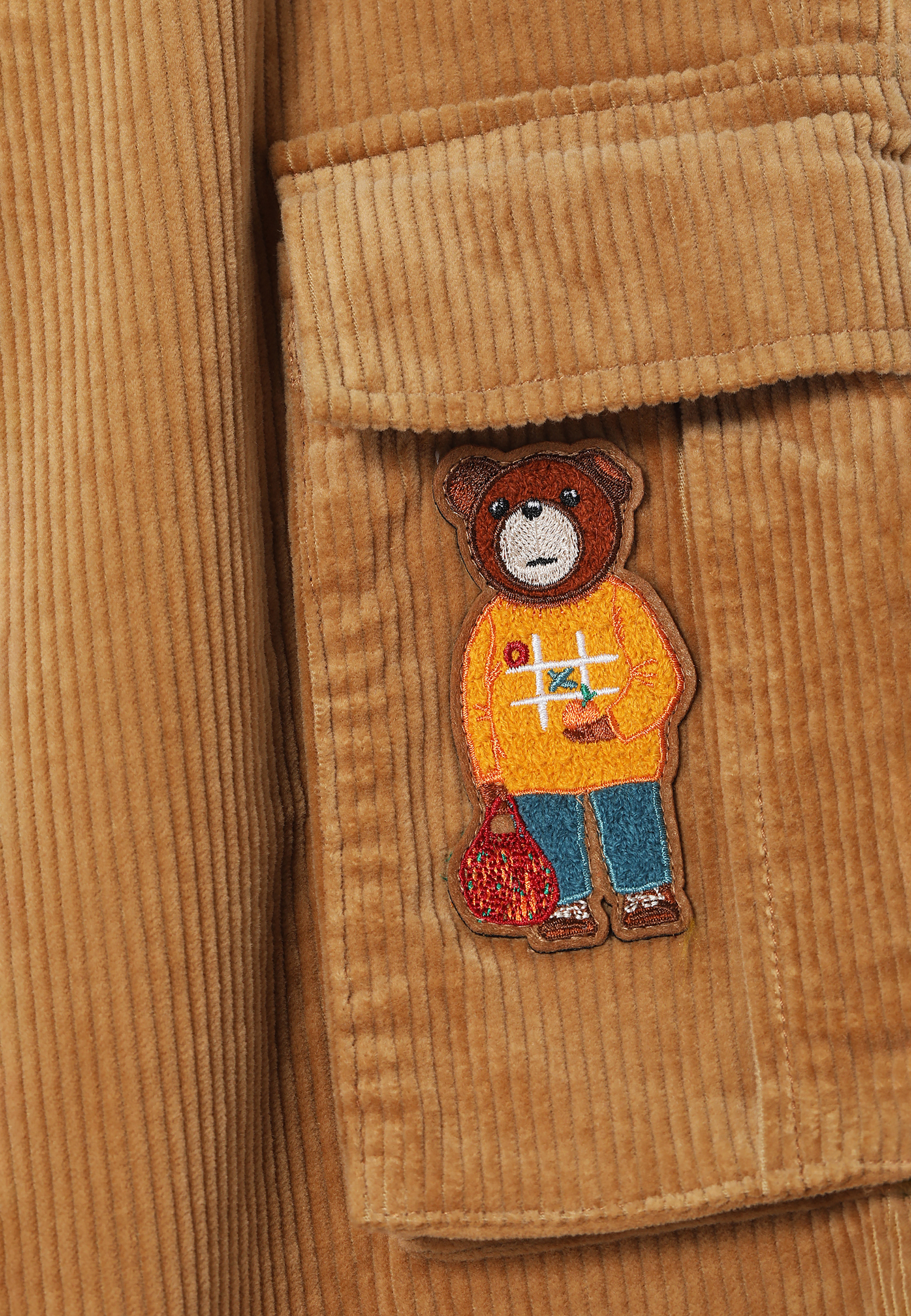 SPODNIE DZIECIĘCE SZTRUKSOWE Z NASZYWKAMI Z MISIEM USZATKIEM LENKO KIDS BEŻOWY 2