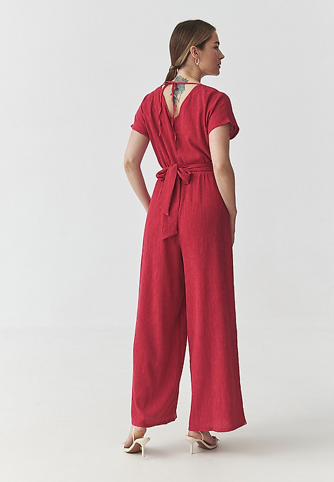 FUCHSIA WIDE-LEG JUMPSUIT — KOREKI 1 RED 2