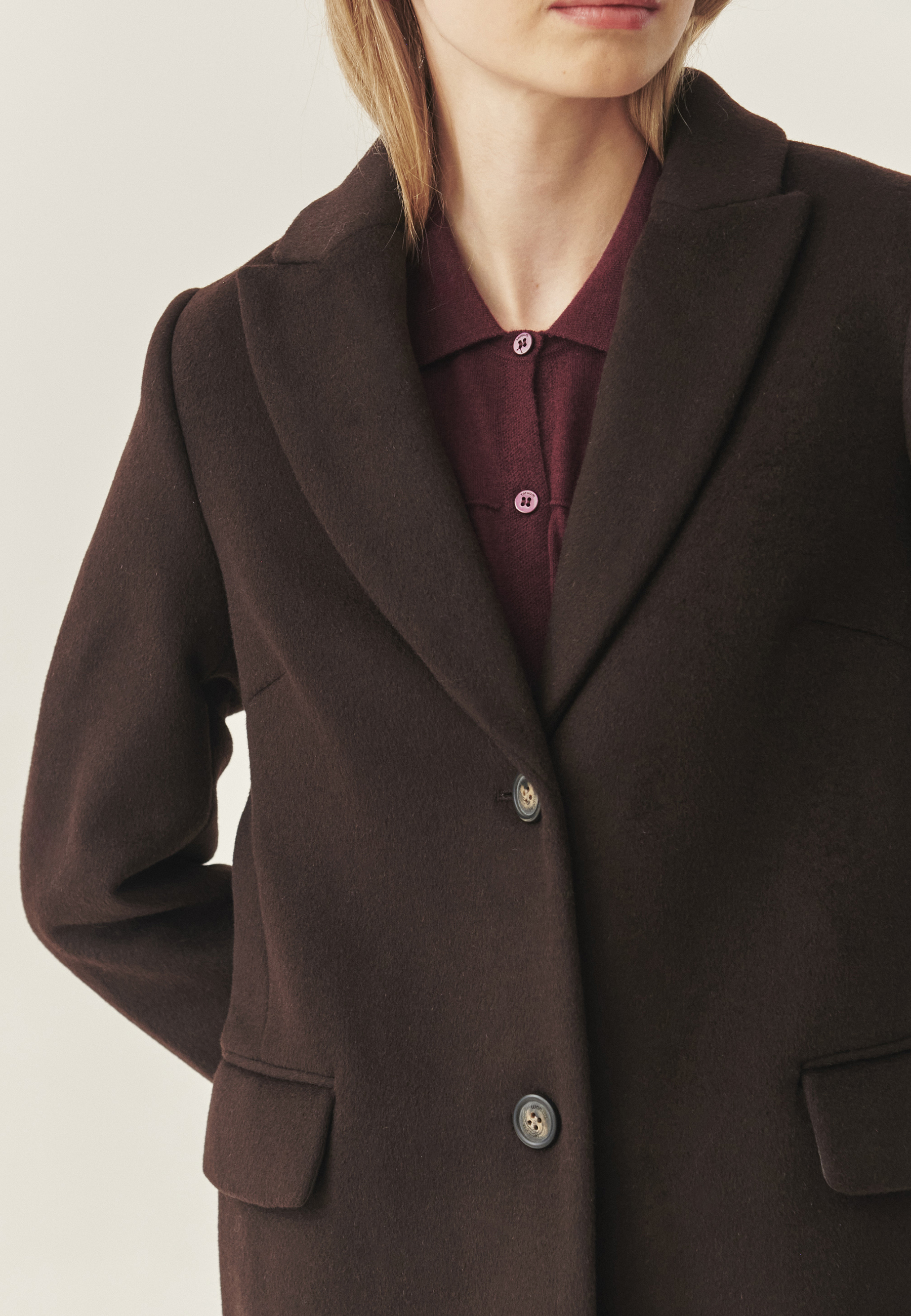 PALTON DE DAMĂ DIN ȚESĂTURĂ PENTRU TOAMNĂ ȘI IARNĂ - SAKOWIA MARO 2