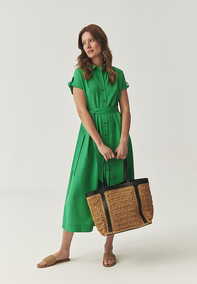 SHORT SLEEVE SHIRT DRESS - NICOLETTA 1 SHORT SLEEVE SHIRT DRESS - NICOLETTA 1 ZIELONY 1