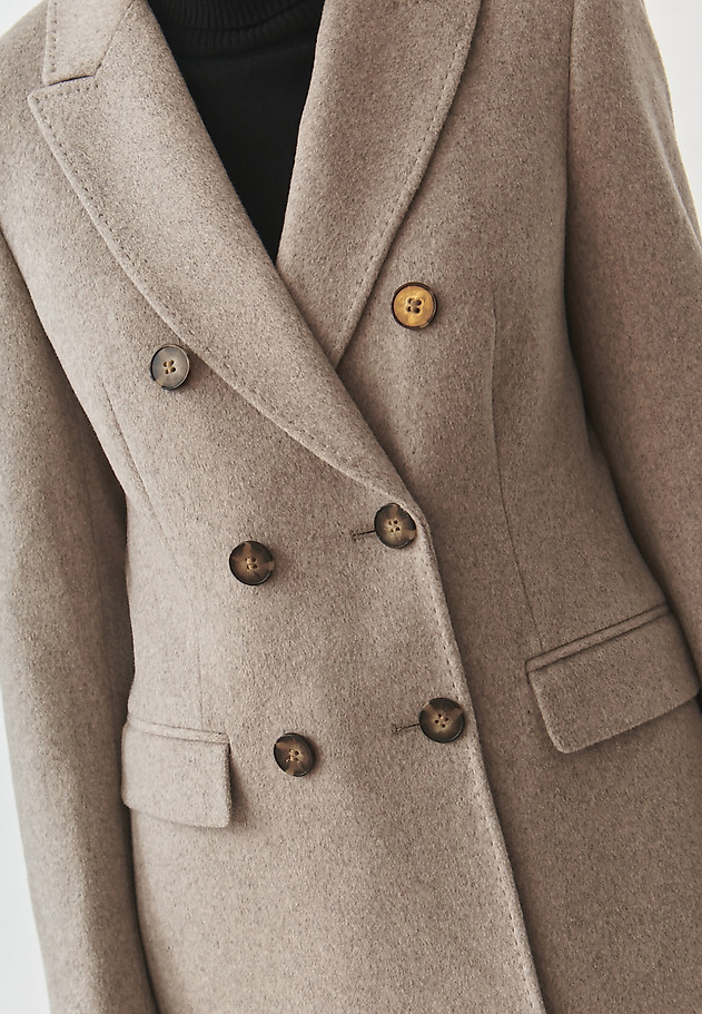 LADIES' FABRIC DOUBLE-BREASTED COAT - TELMA LADIES' FABRIC DOUBLE-BREASTED COAT - TELMA BEŻOWY 5