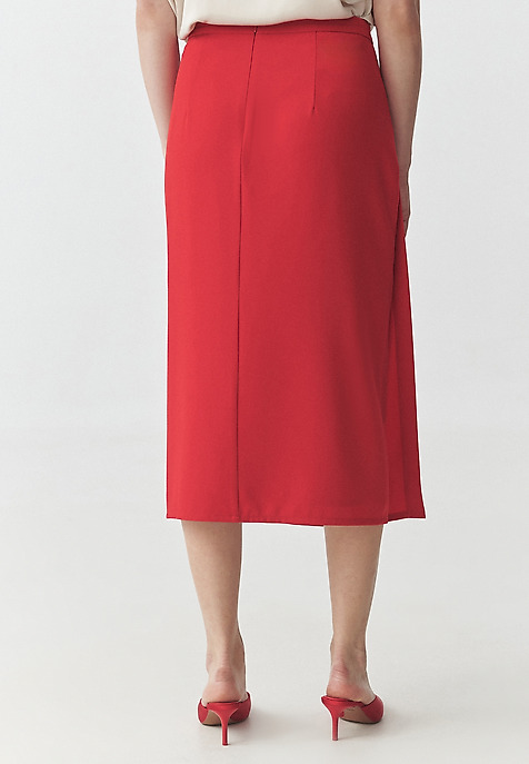 PENCIL SKIRT WITH CREASE — SINIA RED 2