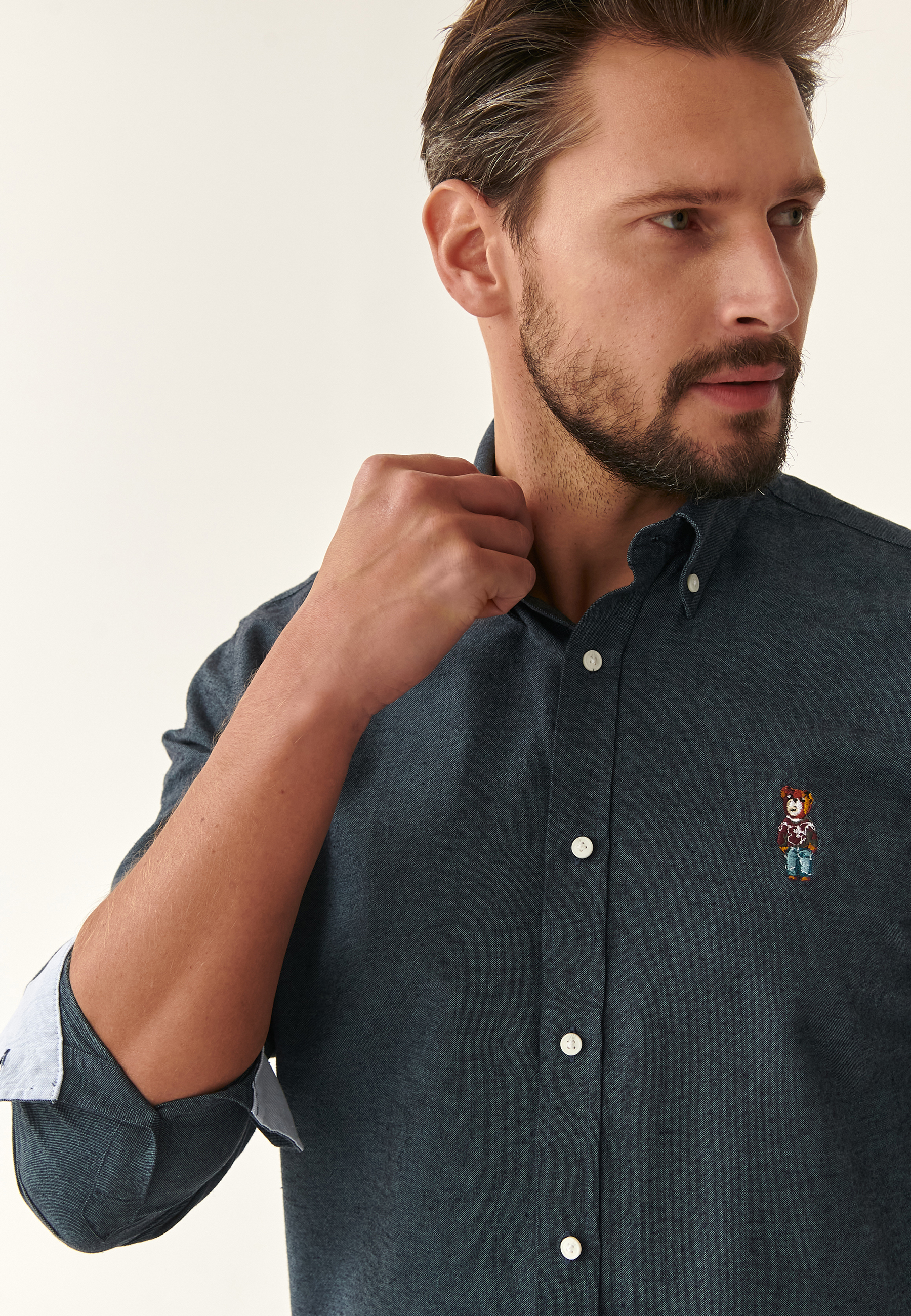 KLASYCZNA KOSZULA MĘSKA Z DŁUGIM RĘKAWEM FIRSTIE 3 MODERN GRANATOWY 2