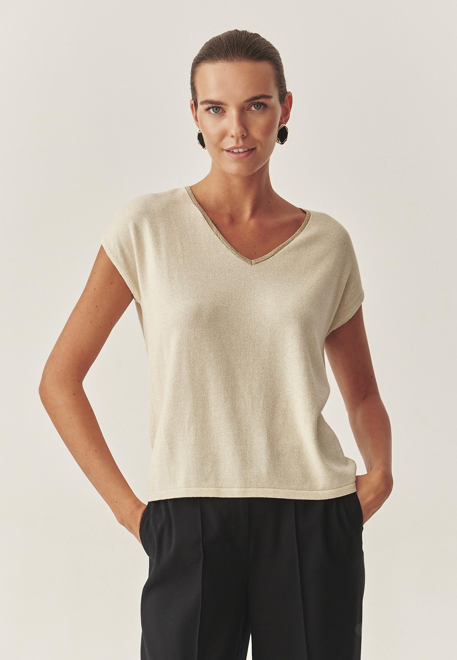 SHINY BLOUSE WITH VISCOSE - FIXI 1 SHINY BLOUSE WITH VISCOSE - FIXI 1 ECRU 118261