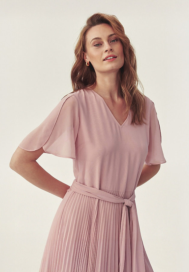 PLEATED DRESS WITH A BELT - PLEATA color PINK PLEATED DRESS WITH A BELT - PLEATA color PINK