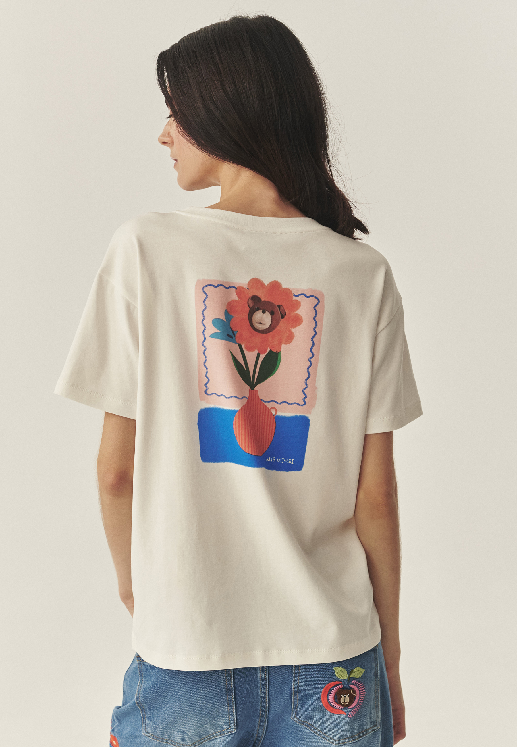 BAWEŁNIANY T-SHIRT Z AUTORSKIMI HAFTAMI - VILO 2 ECRU 2