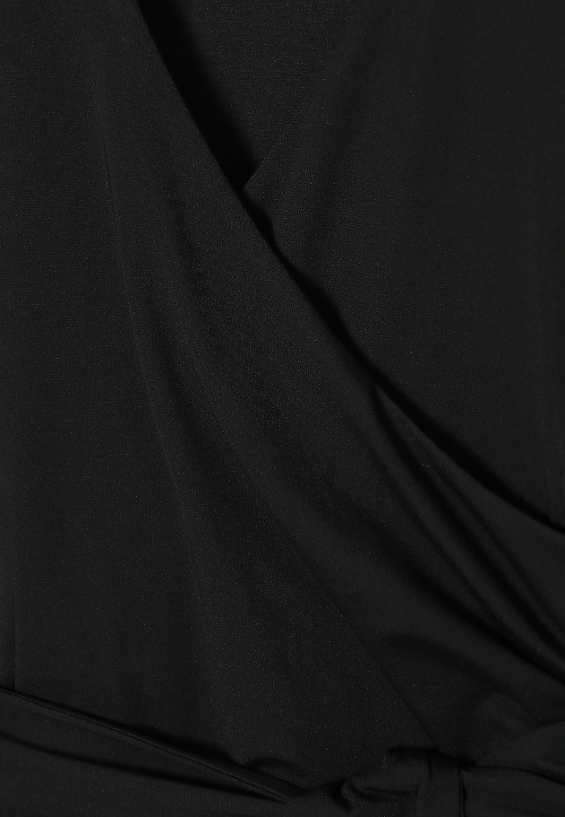 KNITTED MIDI DRESS WITH ENVELOPE NECKLINE AND WAIST BELT — IGA 2 KNITTED MIDI DRESS WITH ENVELOPE NECKLINE AND WAIST BELT — IGA 2 BLACK 7