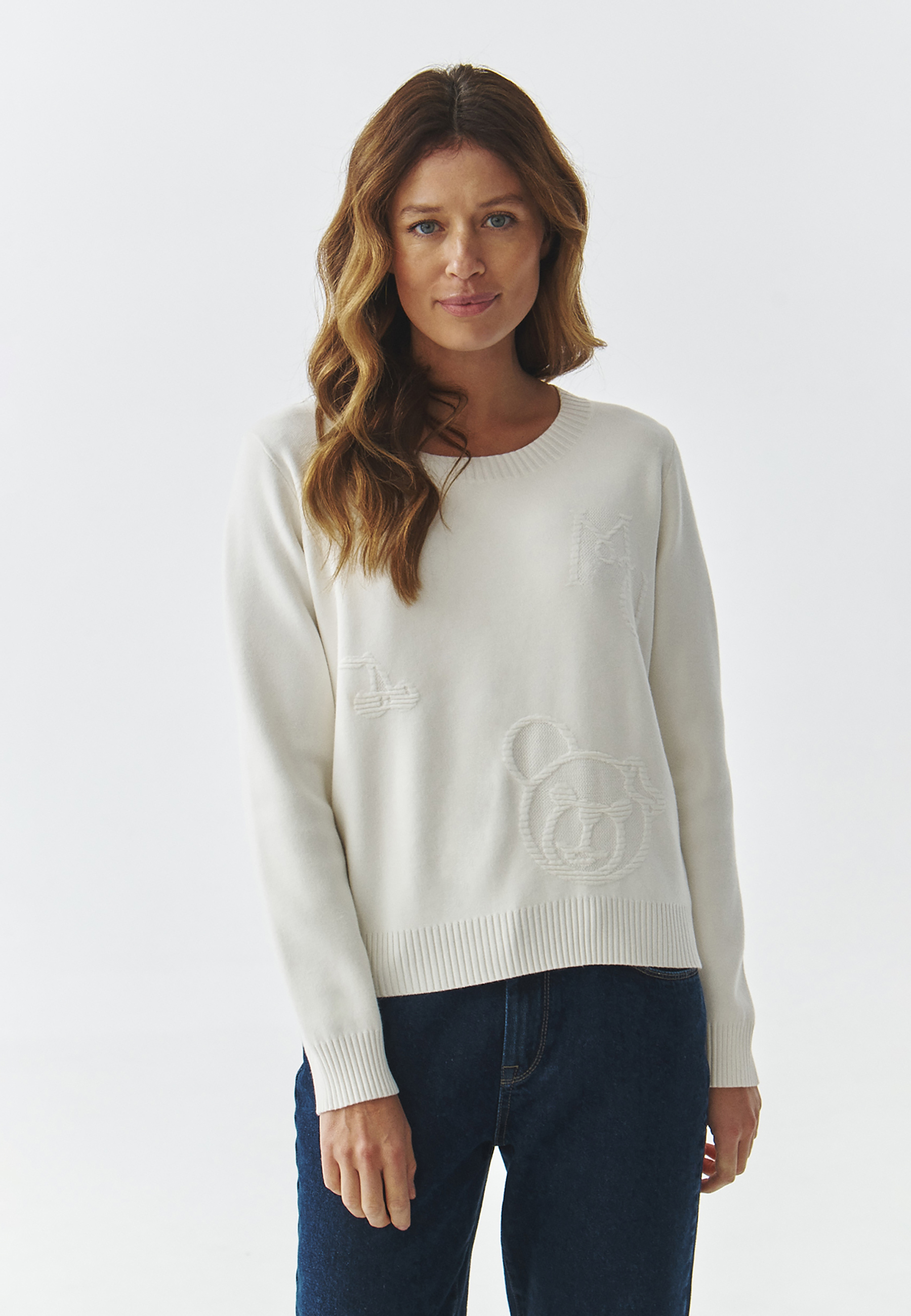 DAMSKI SWETER Z WYSZYWANYM WZOREM — SWEETY ECRU 2