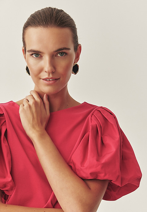 COTTON BLOUSE WITH BALLOON SLEEVES - MENORIA 2 PINK 2