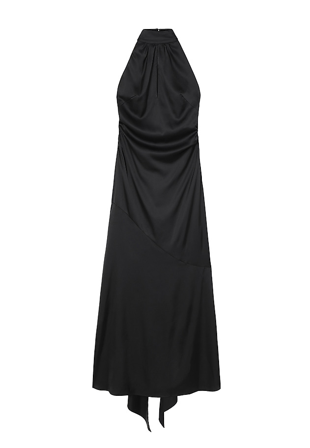 WOVEN SATIN MAXI DRESS WITH OPEN BACK — EMU WOVEN SATIN MAXI DRESS WITH OPEN BACK — EMU CZARNY 5