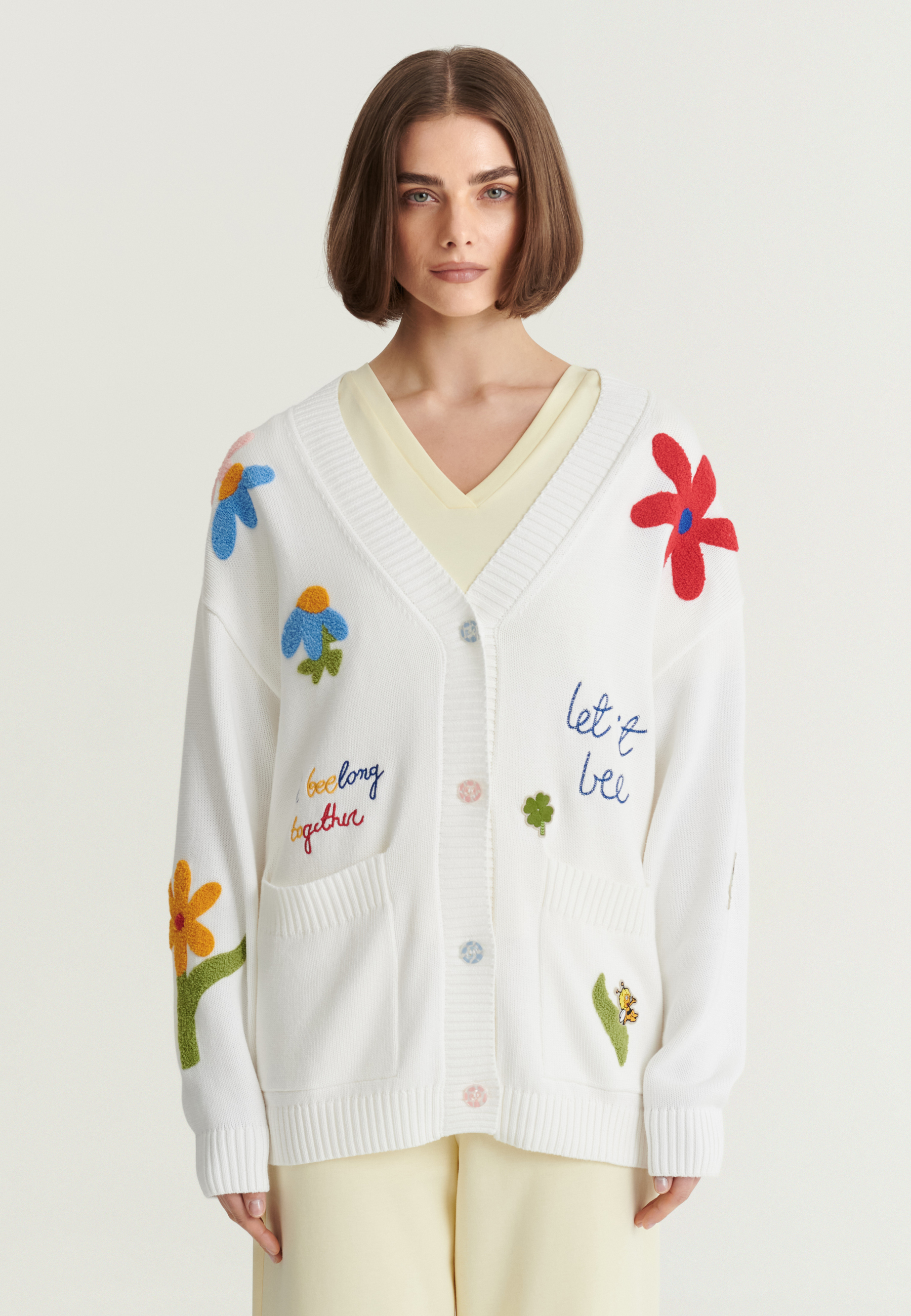 CARDIGAN CU BRODERIE PRIMĂVĂRATICĂ - SLAVIO ECRU 2