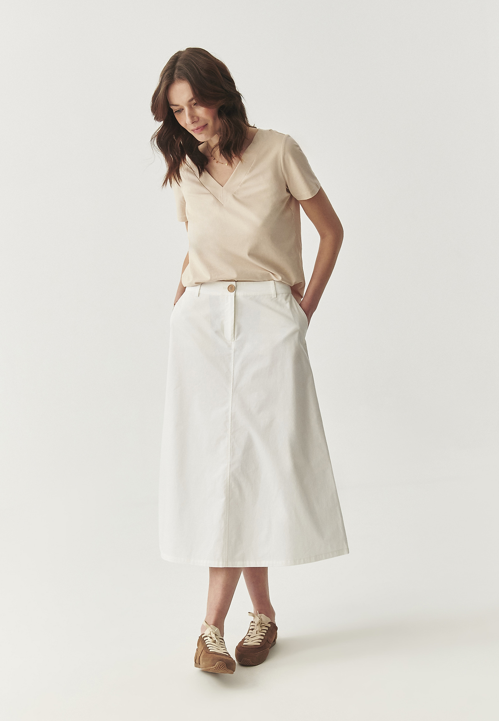 COTTON MIDI SKIRT - PO 2 COTTON MIDI SKIRT - PO 2 WHITE 111923