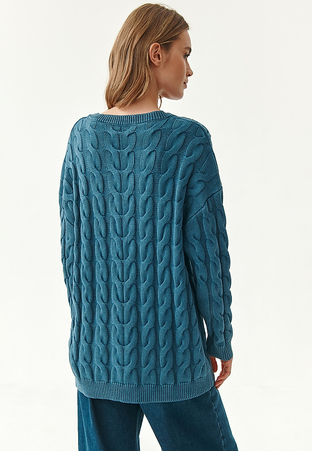 SWETER DAMSKI W OZDOBNE WARKOCZE NENE SWETER DAMSKI W OZDOBNE WARKOCZE NENE NIEBIESKI 2