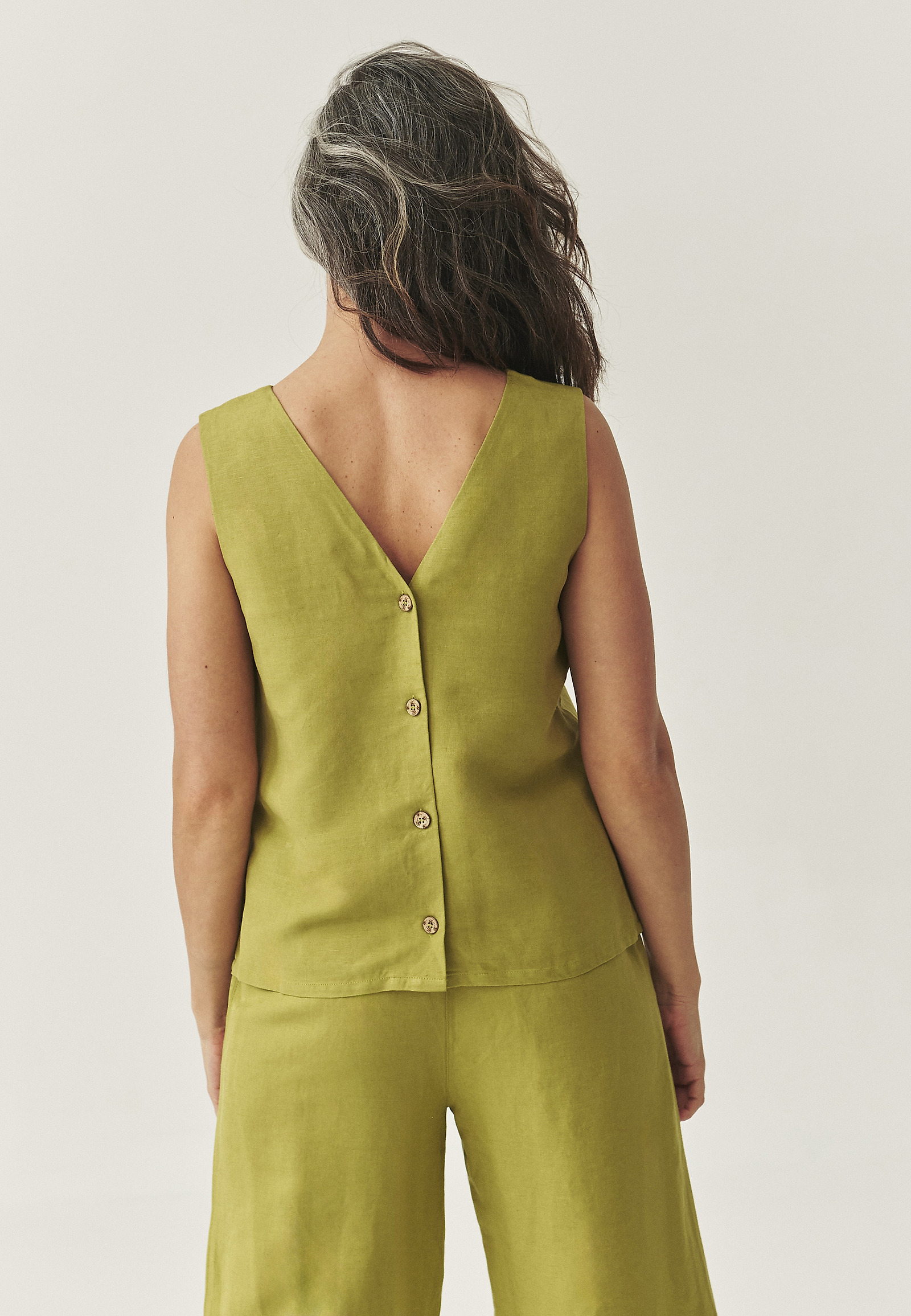 BLOUSE IN LINEN AND VISCOSE - BIMI BLOUSE IN LINEN AND VISCOSE - BIMI GREEN 110563