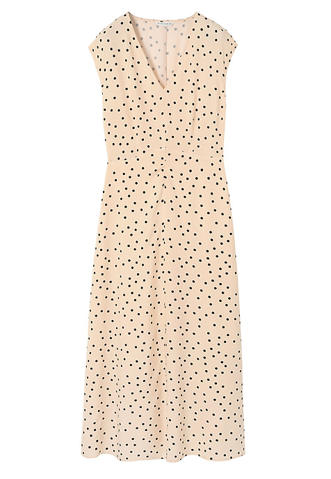 VISCOSE POLKA DOT MIDI DRESS - CASI BEIGE 2