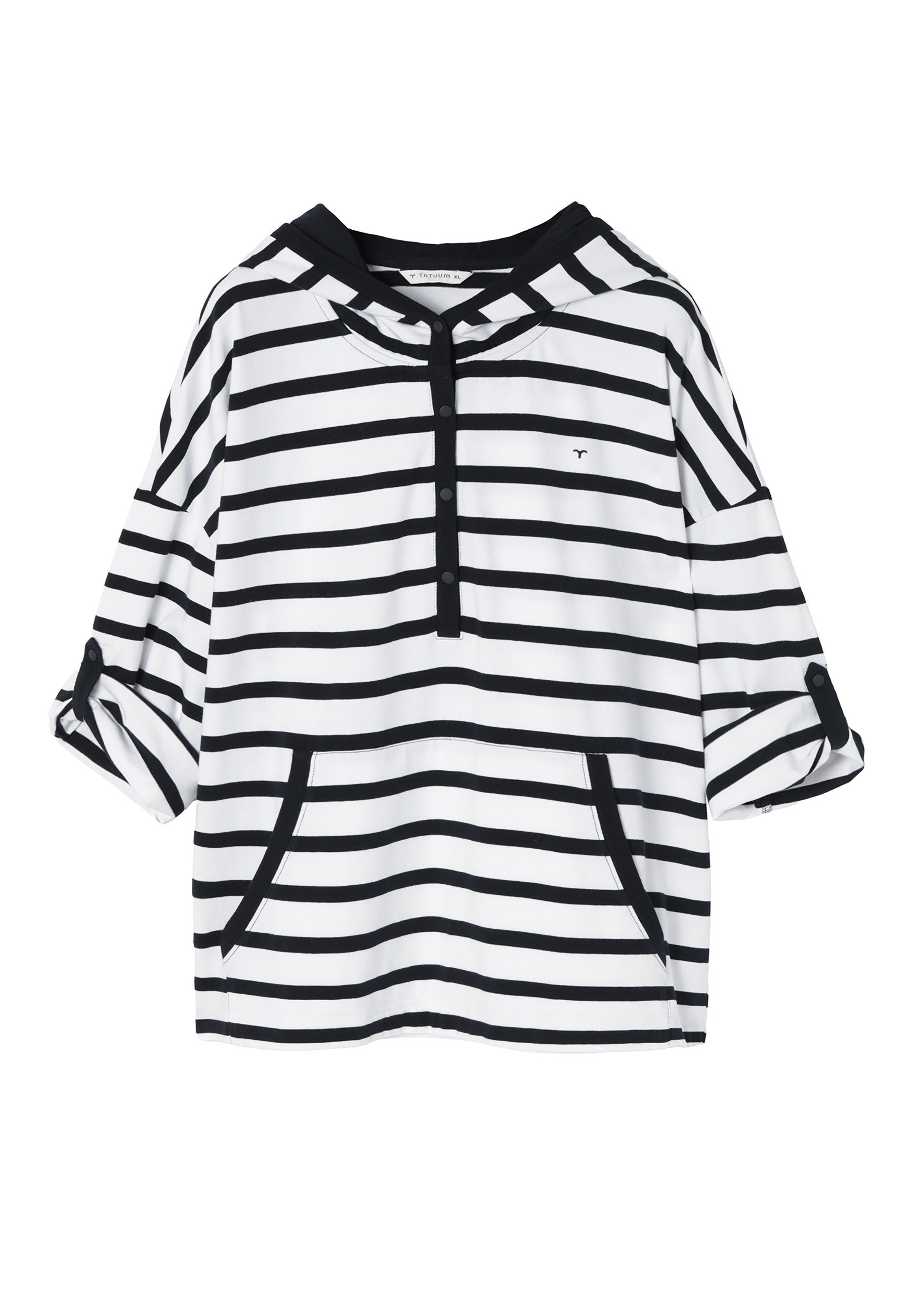 LADIES' STRIPED SWEATSHIRT WITH A HOOD ZINA