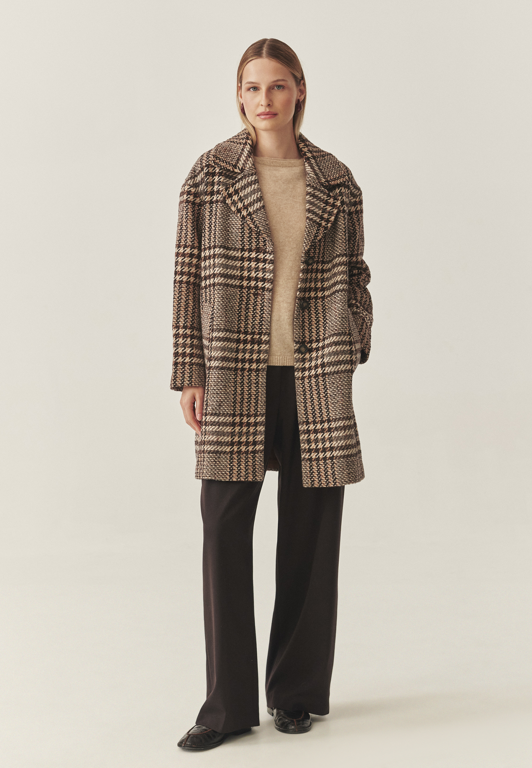 PALTON DE DAMĂ, DIN ȚESĂTURĂ ÎN CAROURI - SEWRO 1 MULTICOLOR 2