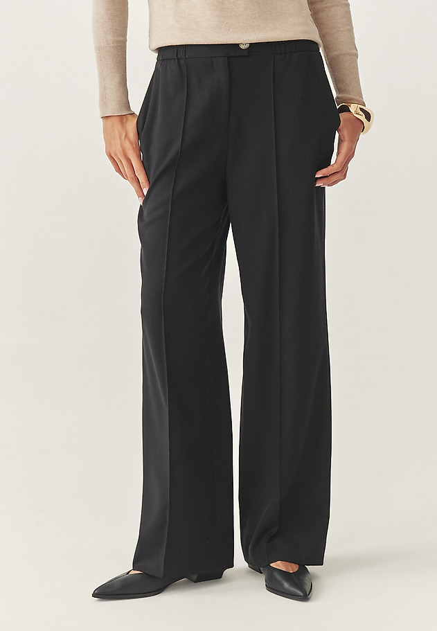 ELEGANT WIDE LEG TROUSERS WITH CREASES - MINTO ELEGANT WIDE LEG TROUSERS WITH CREASES - MINTO BLACK 3