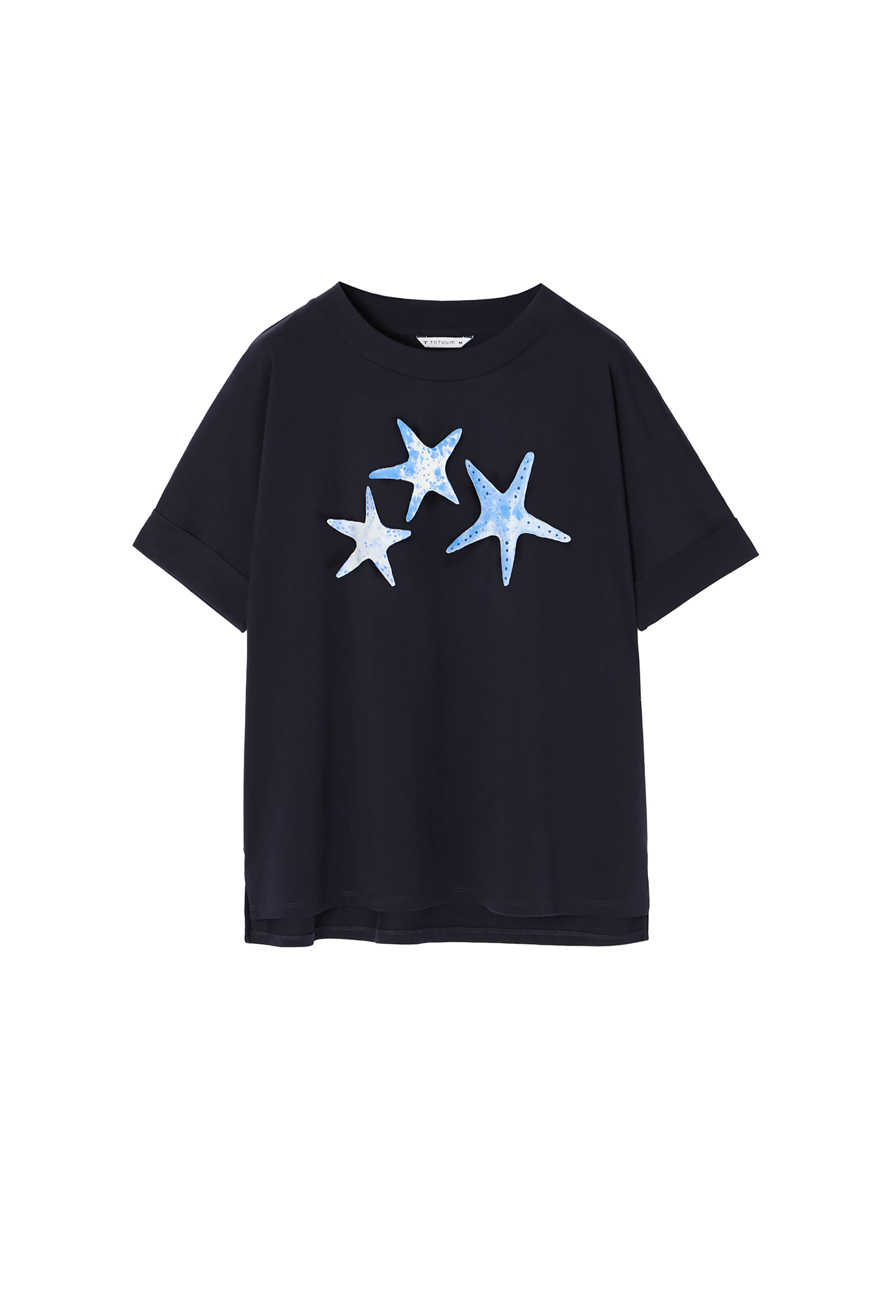 BAWEŁNIANY T-SHIRT DAMSKI LIKE 9 GRANATOWY 2