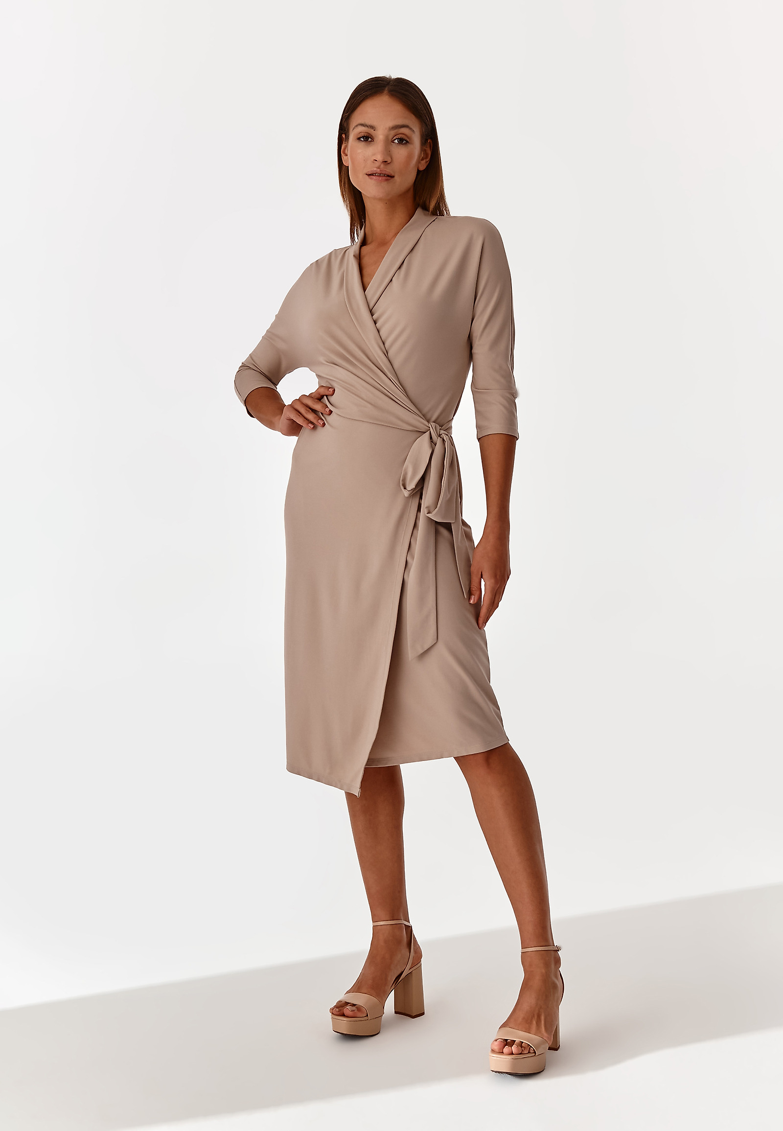 LADIES' DRESS WITH TIE MIROKO LADIES' DRESS WITH TIE MIROKO BEIGE 78012
