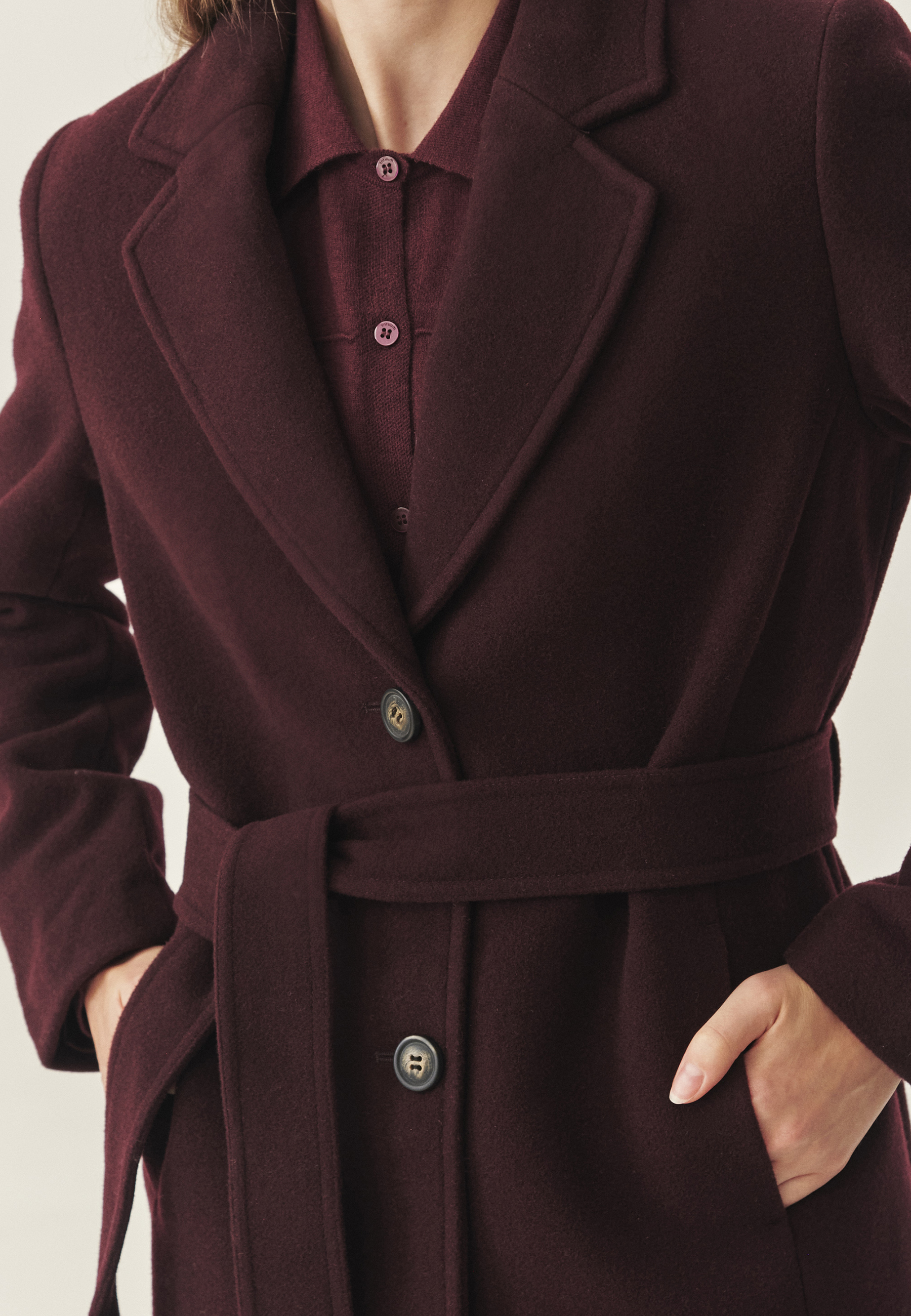 PALTON DE DAMĂ, DIN ȚESĂTURĂ, CU CORDON — NITIKA VIOLETĂ 2