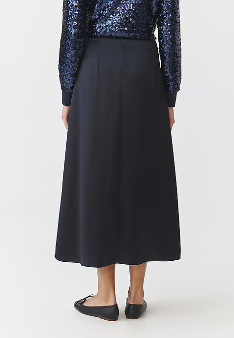 LADIES' SATIN MAXI SKIRT — LUKSA NAVY BLUE 2