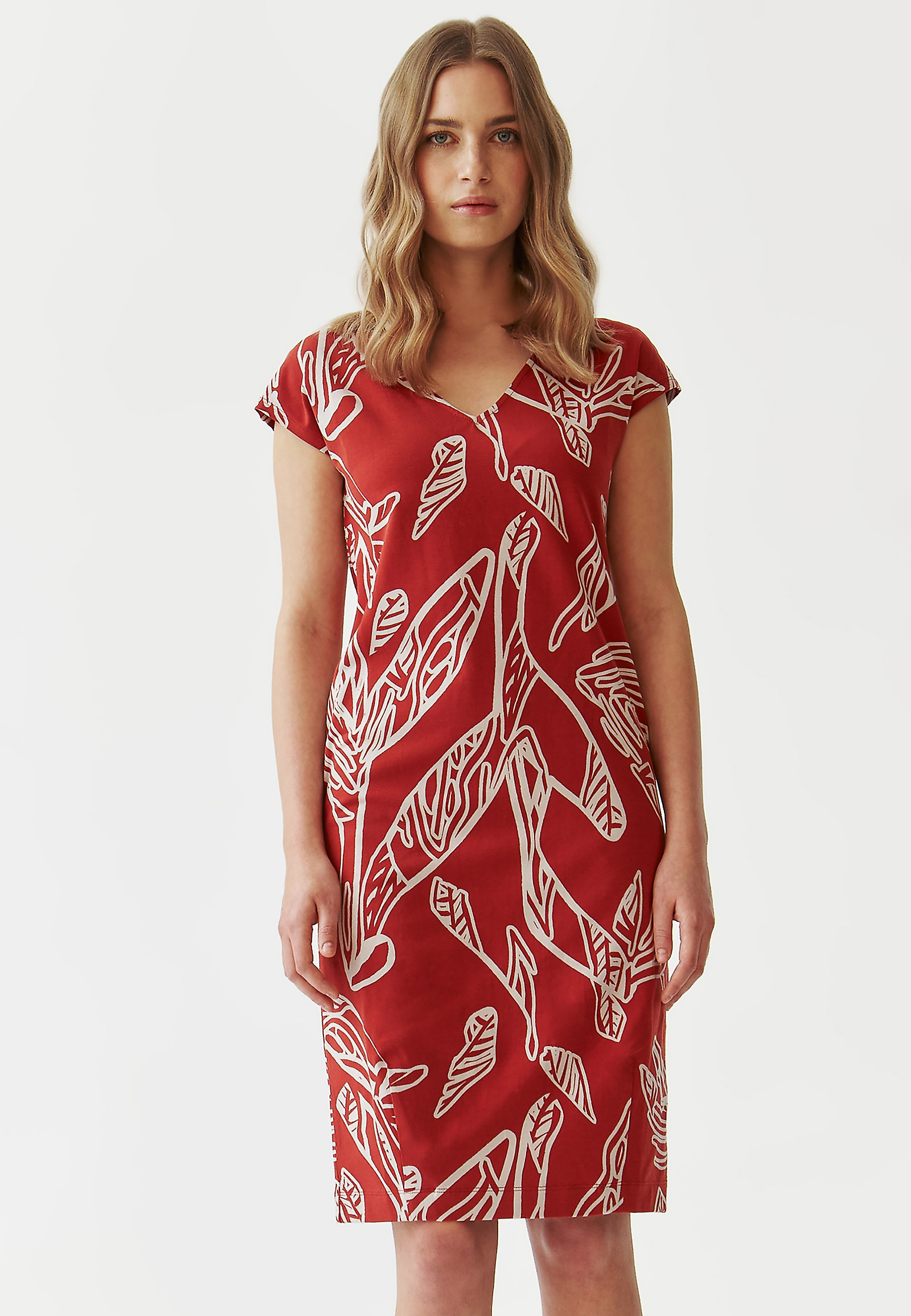 PATTERNED LADIES’ DRESS IN A BARREL SHAPE - KOKA PATTERNED LADIES’ DRESS IN A BARREL SHAPE - KOKA MULTICOLOR 97069