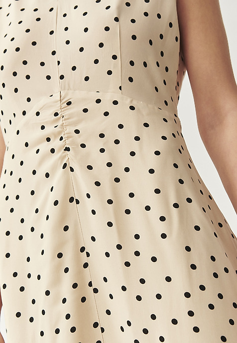 VISCOSE POLKA DOT MIDI DRESS - CASI BEIGE 2