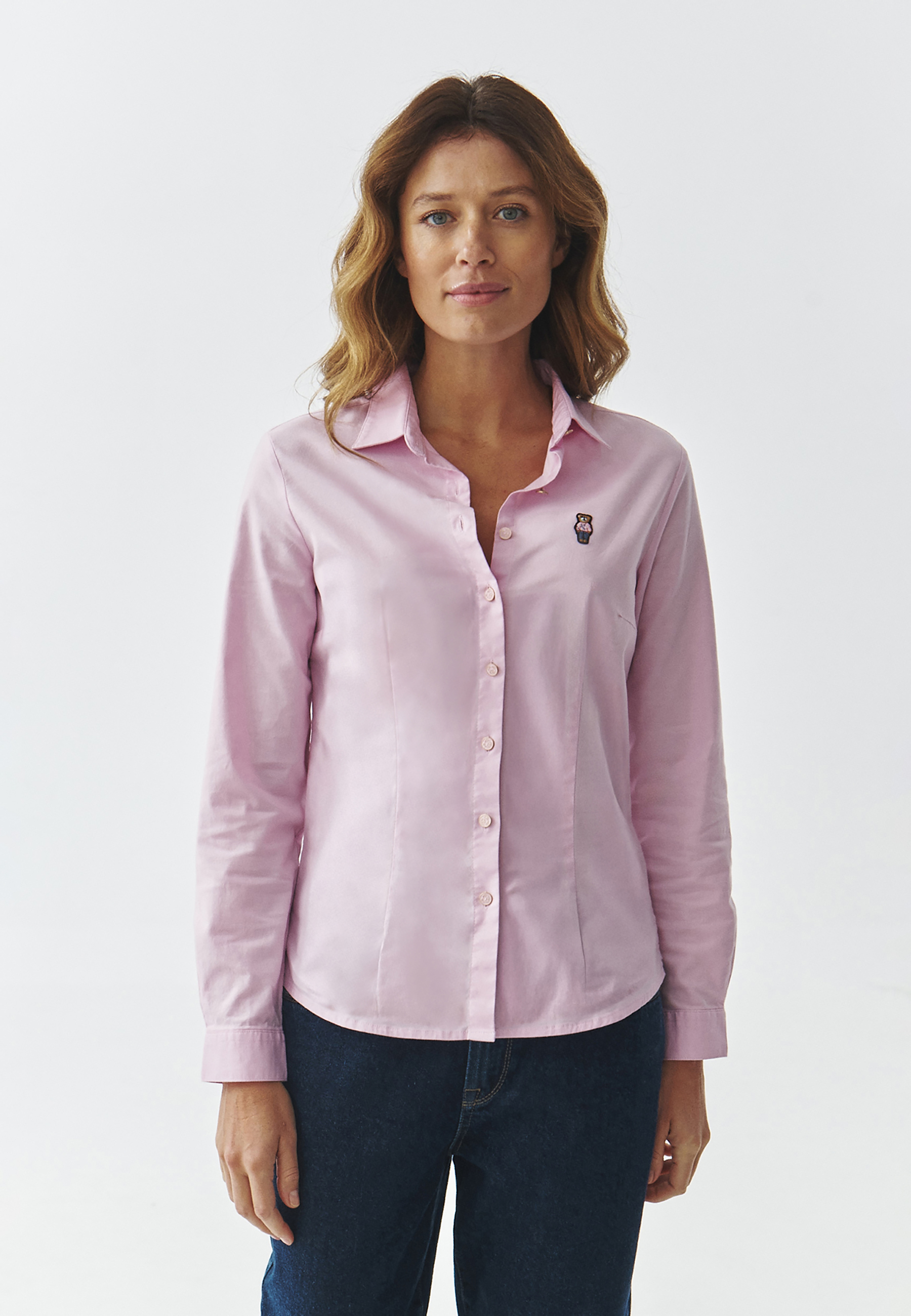 TKANINOWA KOSZULA DAMSKA Z MISIEM USZATKIEM — ELIZA RÓŻOWY 2