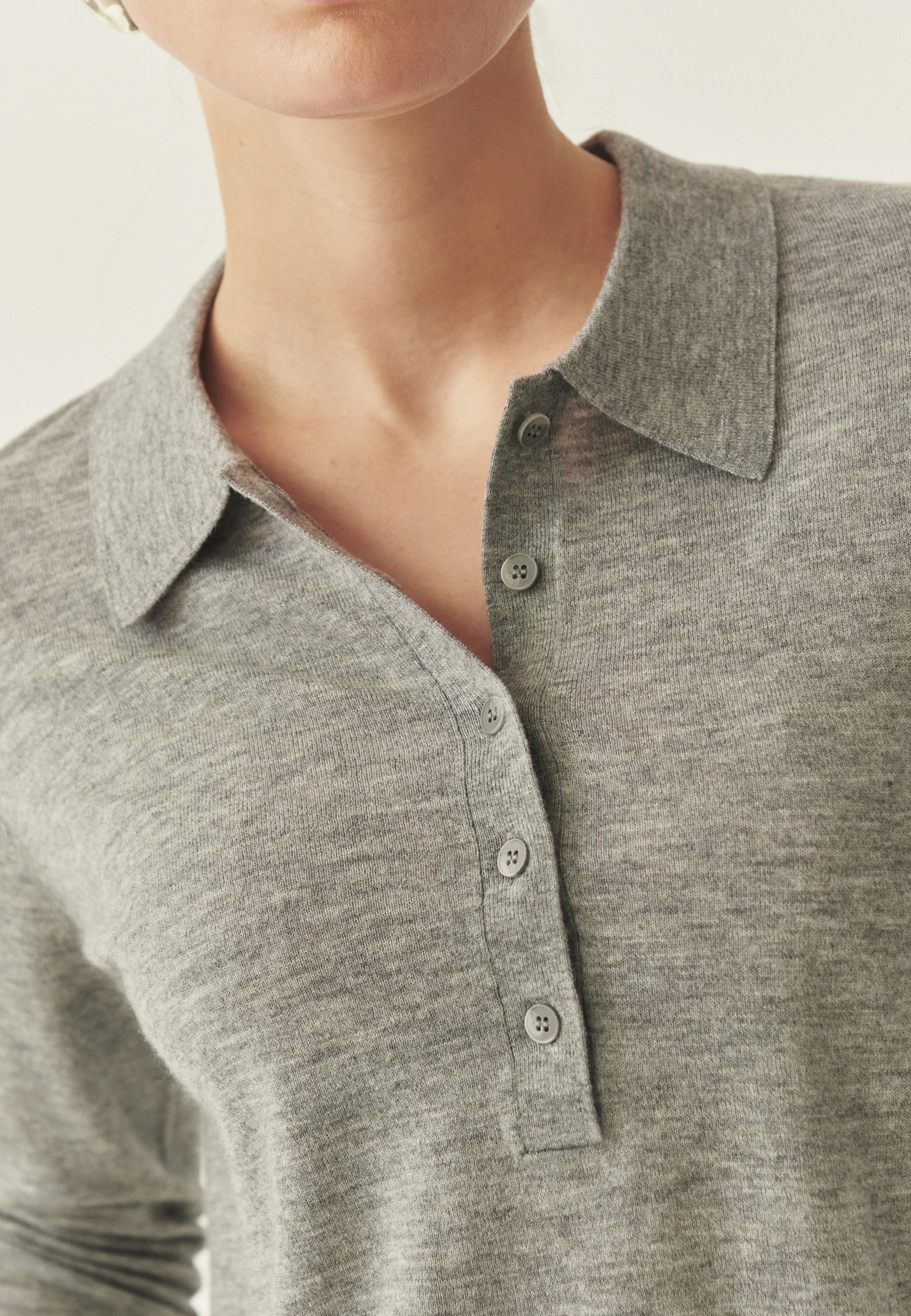 WEŁNIANA BLUZKA POLO - AKONI 1 SZARY 2