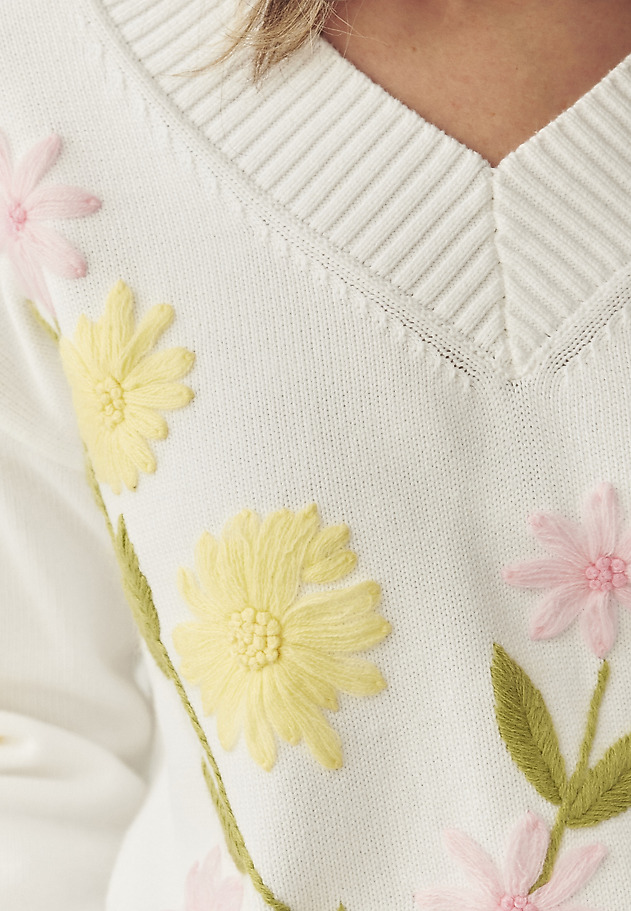WZORZYSTY SWETER Z HAFTEM — MAYOLA WZORZYSTY SWETER Z HAFTEM — MAYOLA ECRU 5