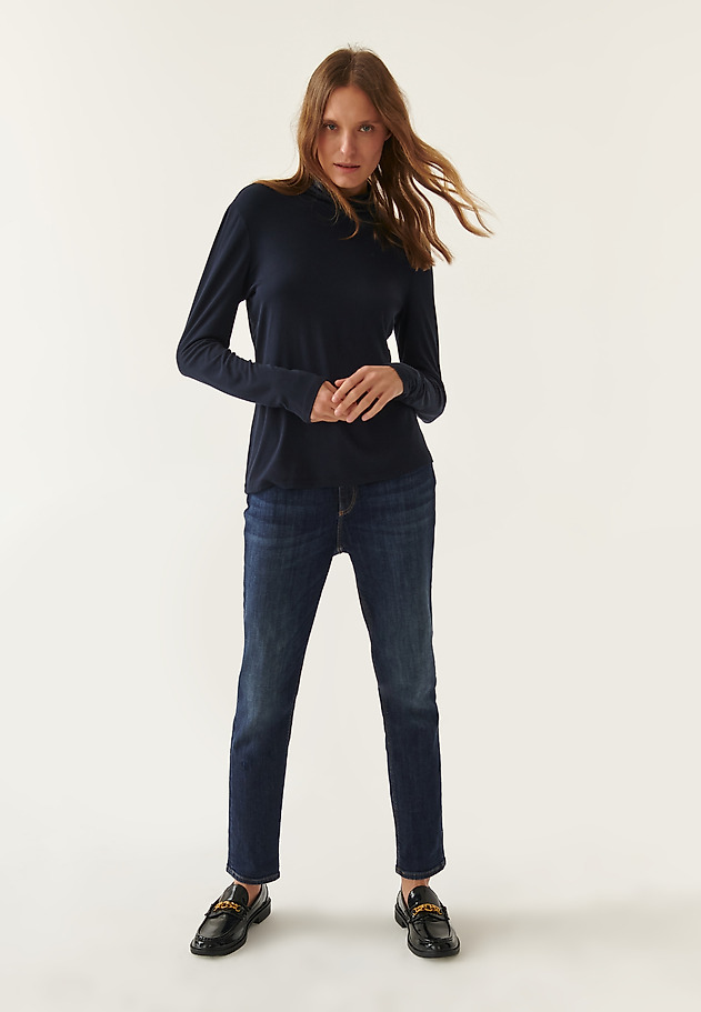 ŽENSKA BLUZA Z ROLOJEM GOLTIKA ŽENSKA BLUZA Z ROLOJEM GOLTIKA TEMNO MODRA 5