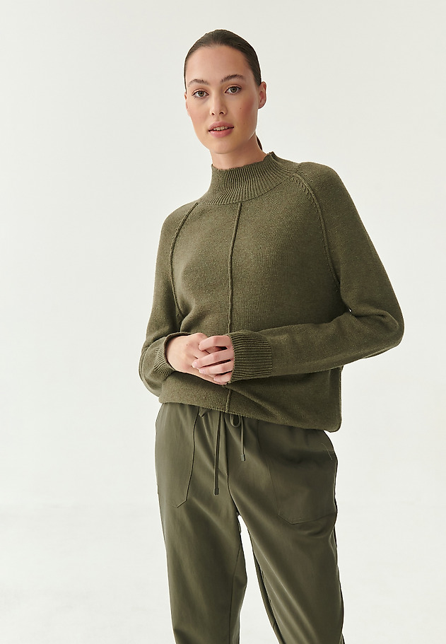 LADIES' MOCK TURTLENECK SWEATER ARMEA LADIES' MOCK TURTLENECK SWEATER ARMEA KHAKI 3