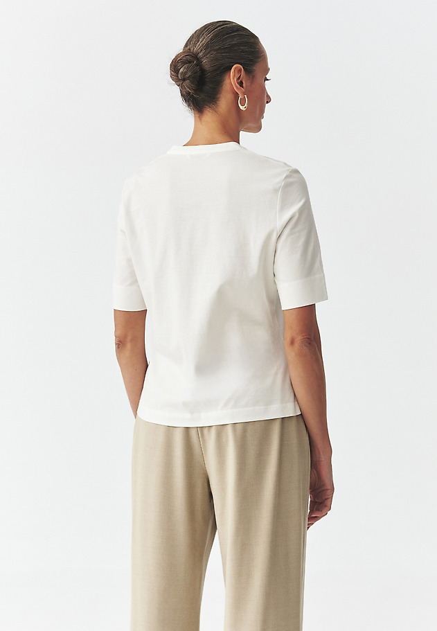 LADIES' MERCERISED COTTON BLOUSE WITH STAND-UP COLLAR — IVANA LADIES' MERCERISED COTTON BLOUSE WITH STAND-UP COLLAR — IVANA ECRU 5